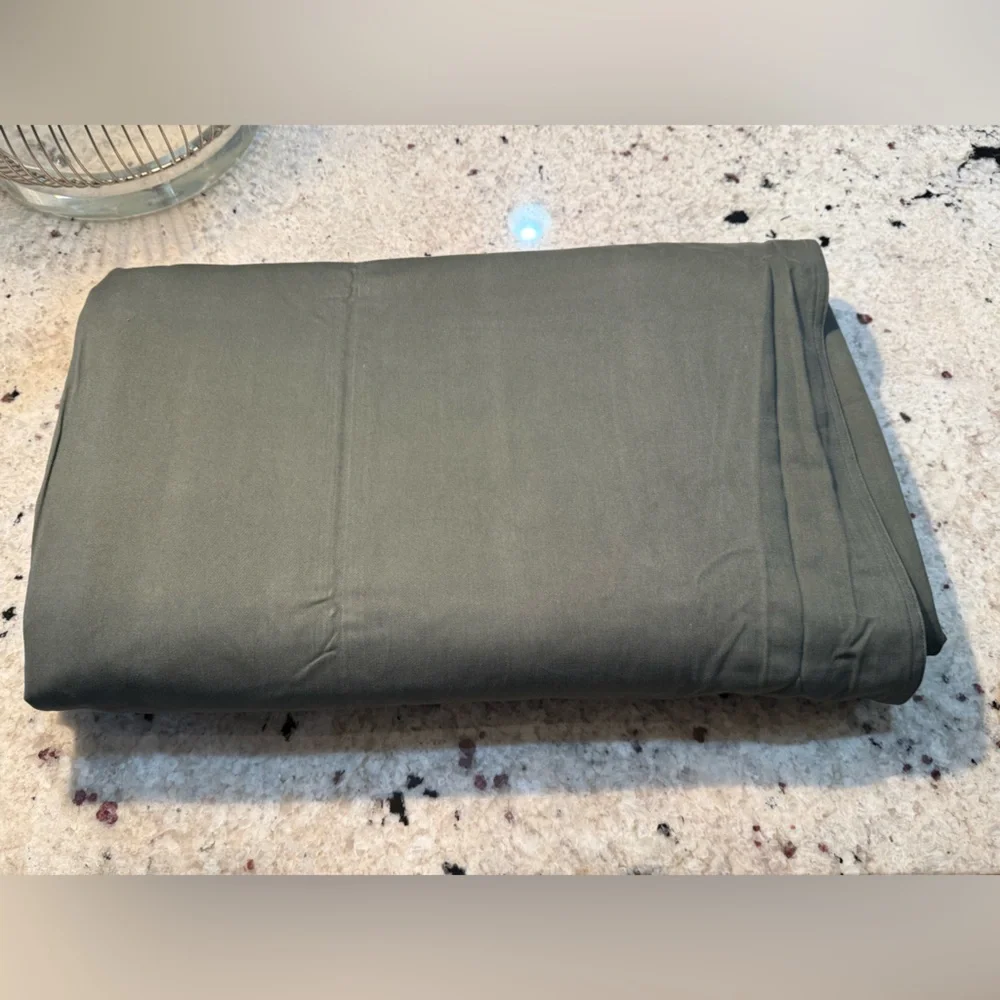 New! Eddie Bauer Home Olive Green Cotton Twill Duvet Cover Size Full 82x86